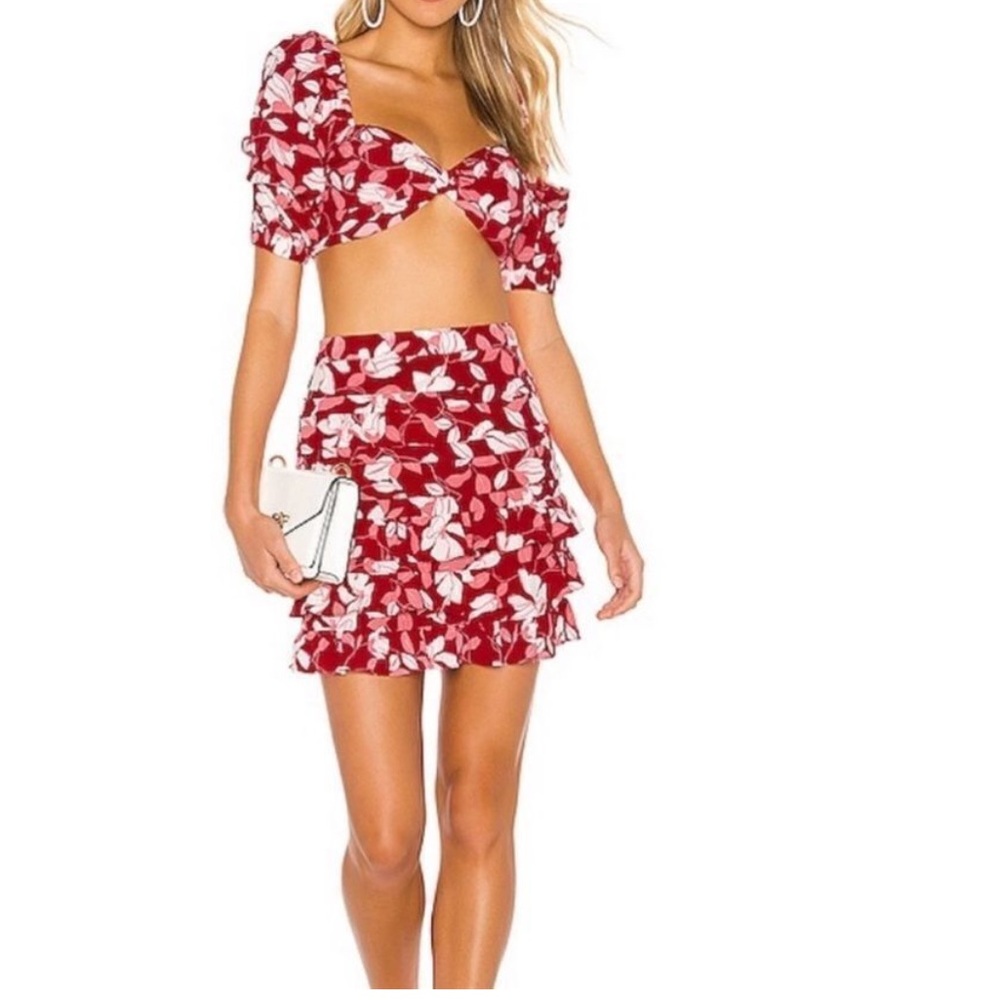 NBD x Naven Cha Cha Skirt in Crimson Floral Size S